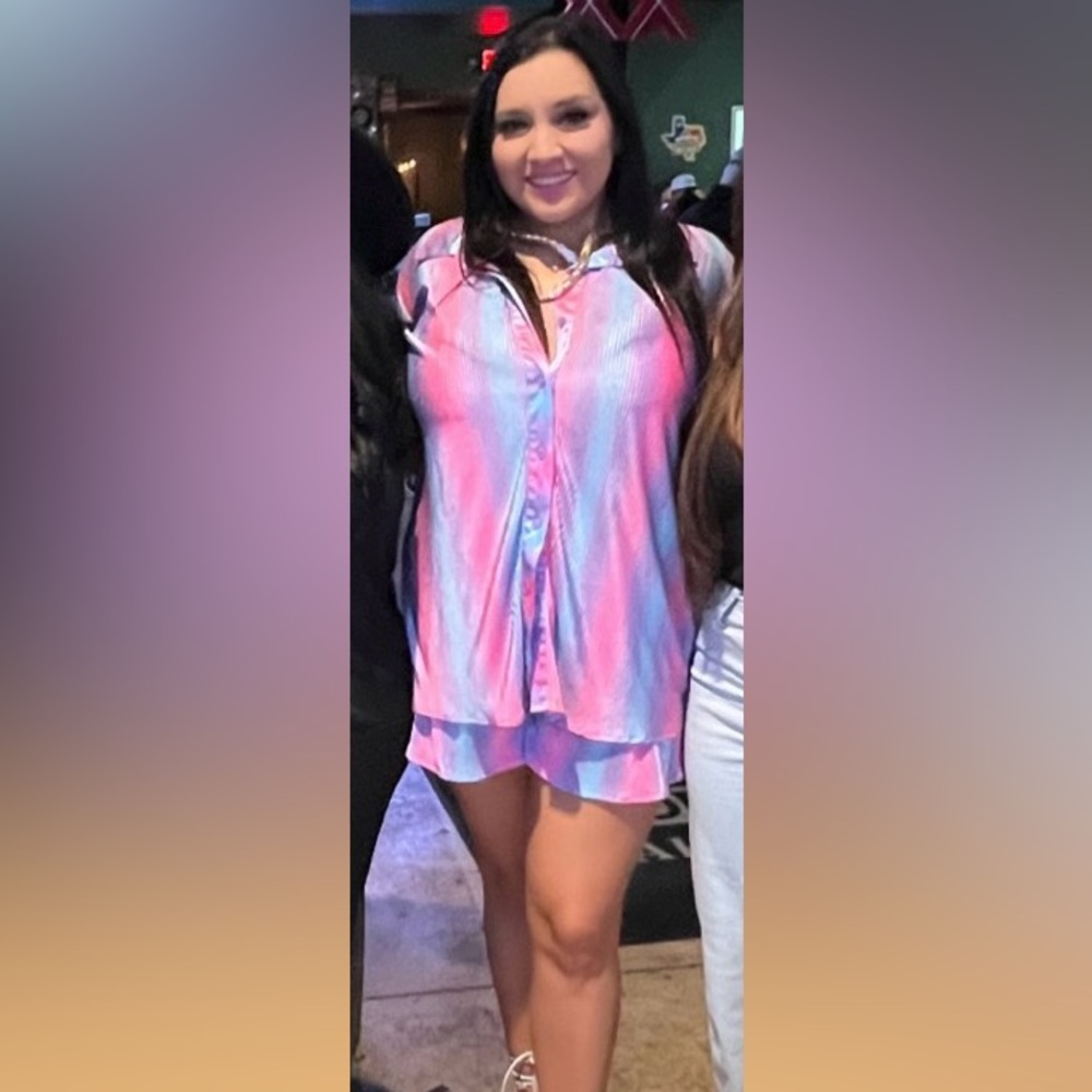 Pink and Blue Tie-Dye Dress